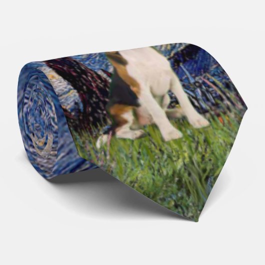 Starry Night - Beagle Krawatte (Gerollt)