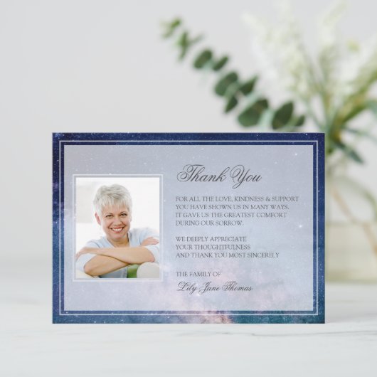 Starry Night Beerdigung Danke | Memorial Card (Stehend Vorderseite)