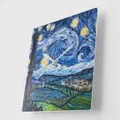 Starry Night Belmont Lancashire Quadratische Wanduhr (Winkel)