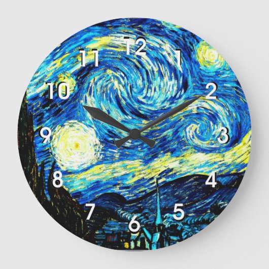 Starry Night, berühmtes Gemälde von vincent van go Große Wanduhr (Vorderseite)
