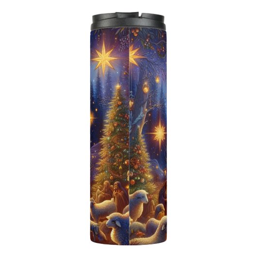 Starry Night, Bethlehems Heilige Geburt Thermosbecher (Rückseite)