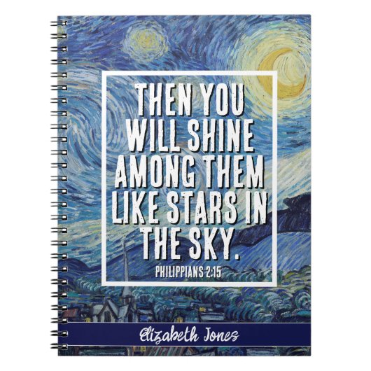 Starry Night - Bible Verse Custom Notebook Notizblock (Vorderseite)