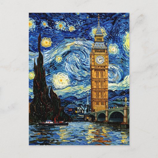 Starry Night Big Ben London England Postkarte (Vorderseite)