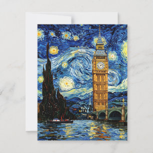 Starry Night Big Ben London England RSVP Karte