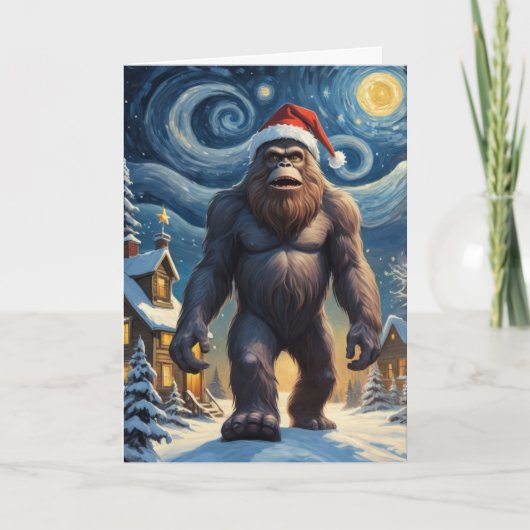 Starry Night Bigfoot Sasquatch Weihnachten Custom Karte (Vorderseite)