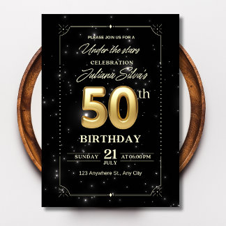 Starry Night Birthday Einladung, 50. Geburtstag Einladung