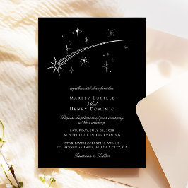 Starry Night Black and White Celestial Wedding Einladung