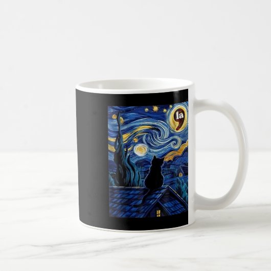 Starry Night Black Cat Comma La Kamala Harris Kaffeetasse (Rechts)
