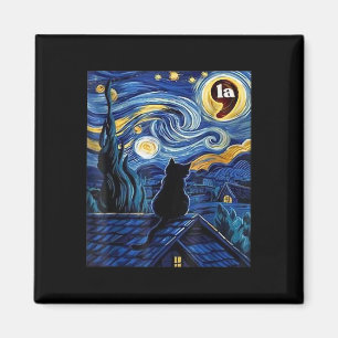 Starry Night Black Cat Comma La Kamala Harris Magnet