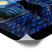 Starry Night Black Cat Comma La Kamala Harris Poster (Ecke)