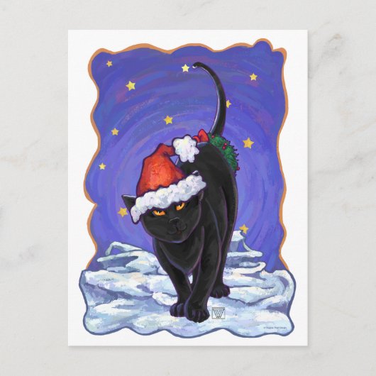 Starry Night Black Cat Weihnachten (Vorderseite)