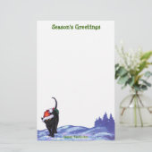 Starry Night Black Cat Weihnachten Briefpapier (Stehend Vorderseite)