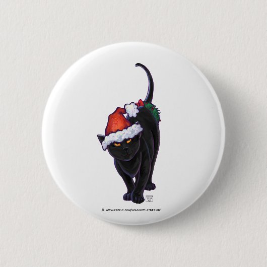 Starry Night Black Cat Weihnachten Button (Vorderseite)