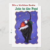Starry Night Black Cat Weihnachten Einladung (Vorne/Hinten)