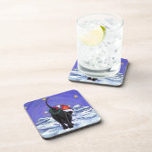 Starry Night Black Cat Weihnachten Getränkeuntersetzer (Rechte Seite)