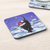 Starry Night Black Cat Weihnachten Getränkeuntersetzer (Linke Seite)