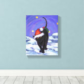 Starry Night Black Cat Weihnachten Leinwanddruck (Insitu (Holzboden))