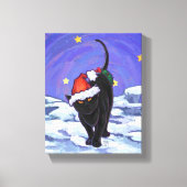 Starry Night Black Cat Weihnachten Leinwanddruck (Vorderseite)