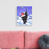 Starry Night Black Cat Weihnachten Leinwanddruck (Insitu (Wohnzimmer))