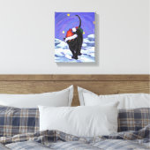 Starry Night Black Cat Weihnachten Leinwanddruck (Insitu (Schlafzimmer))
