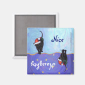 Starry Night Black Cat Weihnachten Magnet (Vorderseite/Rückseite)