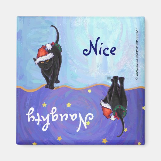 Starry Night Black Cat Weihnachten Magnet (Vorne)