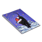 Starry Night Black Cat Weihnachten Notizblock (Rechte Seite)