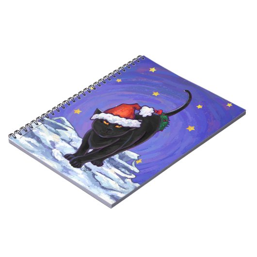Starry Night Black Cat Weihnachten Notizblock (Linke Seite)