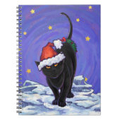 Starry Night Black Cat Weihnachten Notizblock (Vorderseite)
