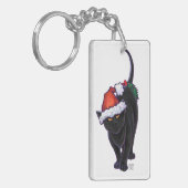 Starry Night Black Cat Weihnachten Schlüsselanhänger (Vorderseite links)