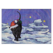 Starry Night Black Cat Weihnachten Schneidebrett (Vorderseite)