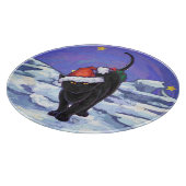 Starry Night Black Cat Weihnachten Schneidebrett (Ecke)