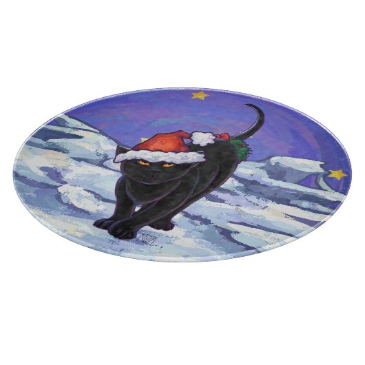 Starry Night Black Cat Weihnachten Schneidebrett (Ecke)