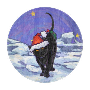 Starry Night Black Cat Weihnachten Schneidebrett