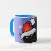 Starry Night Black Cat Weihnachten Tasse (Vorderseite Links)