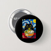 Starry Night Black Fat Cat Ramen Funny Black Fat C Button (Vorne & Hinten)