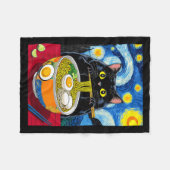 Starry Night Black Fat Cat Ramen Funny Black Fat C Fleecedecke (Vorderseite (Horizontal))