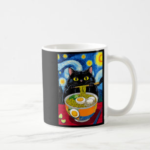 Starry Night Black Fat Cat Ramen Funny Black Fat C Kaffeetasse