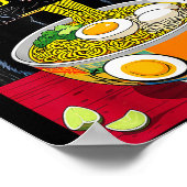 Starry Night Black Fat Cat Ramen Funny Black Fat C Poster (Ecke)