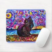Starry Night Black Kitty Cat Mouse Pad Mousepad (Mit Mouse)