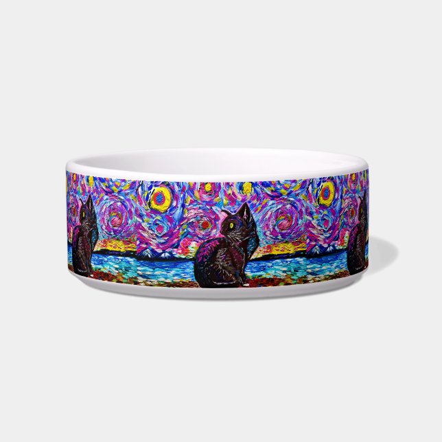 Starry Night Black Kitty Keramik Food Bowl Napf (Rechts)