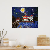 Starry Night Black Lighthouse Poster (Küche)
