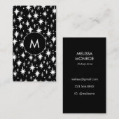 Starry Night Black Pattern Elegante INITIALS Visitenkarte (Vorne/Hinten)