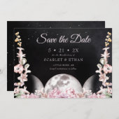 Starry Night Black & Pink Triple Moon Handfasts Save The Date (Vorne/Hinten)
