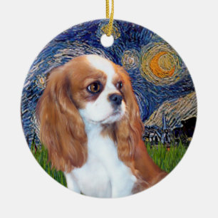 Starry Night - Blenheim Cavalier Puppy Keramik Ornament