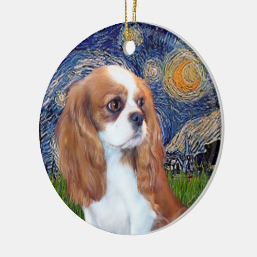 Starry Night - Blenheim Cavalier Puppy Keramik Ornament (Links)