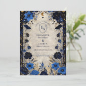 Starry Night Bloom Wedding Einladung (Stehend Vorderseite)