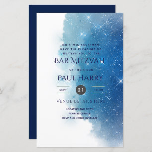 Starry Night Blue Bar Bat Mitzvah Einladungen