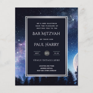 Starry Night Blue Bar Bat Mitzvah Einladungen