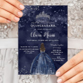Starry Night Blue Dress Silver Quinceañera Einladung